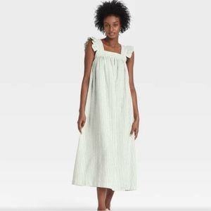 A New Day/Target Striped Maxi Dress with Ruffle Sleeve Detail